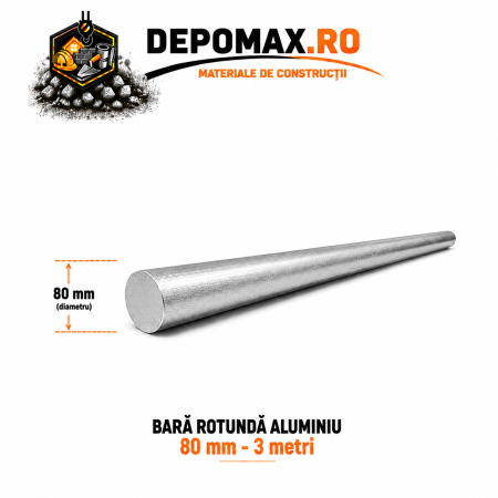 Bara rotunda aluminiu 80 mm, 3 metri, EN AW-6082